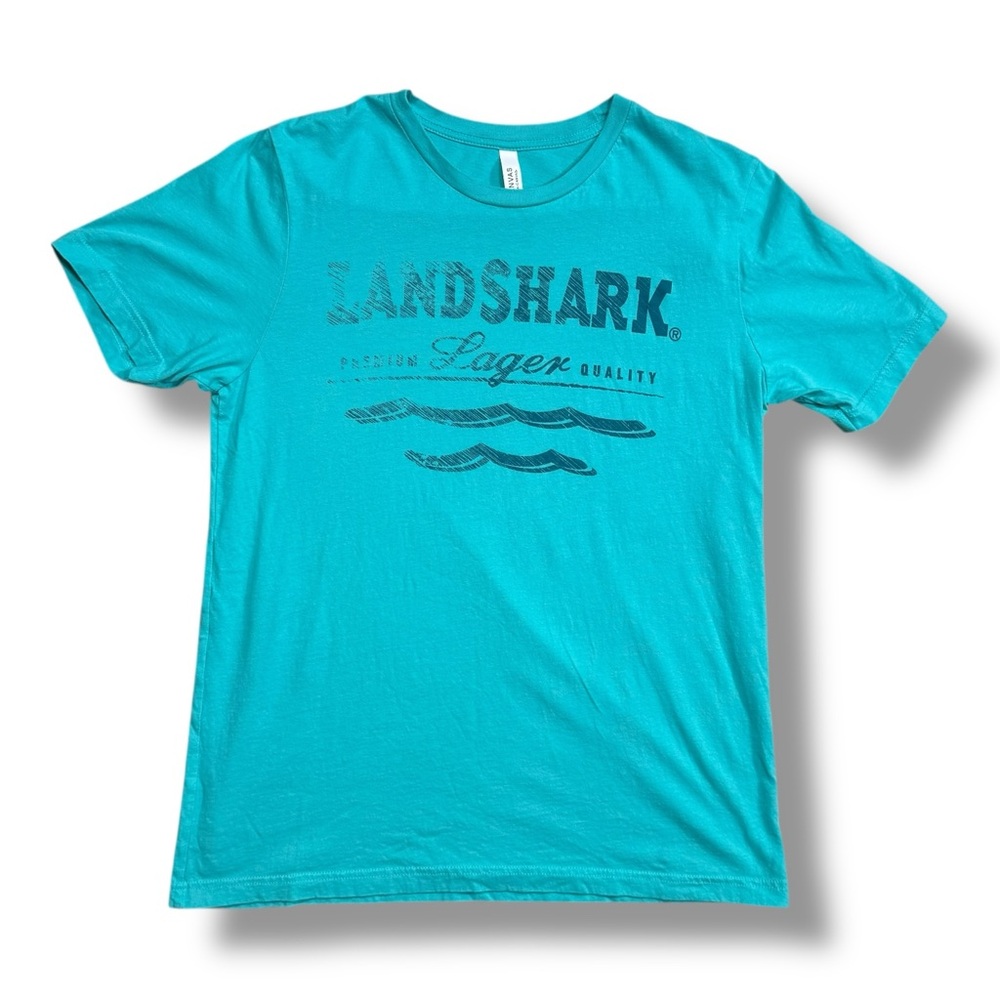 Land Shark Bella Canvas Blue Graphic T-Shirt Short Sleeve Top Cotton Men’s L